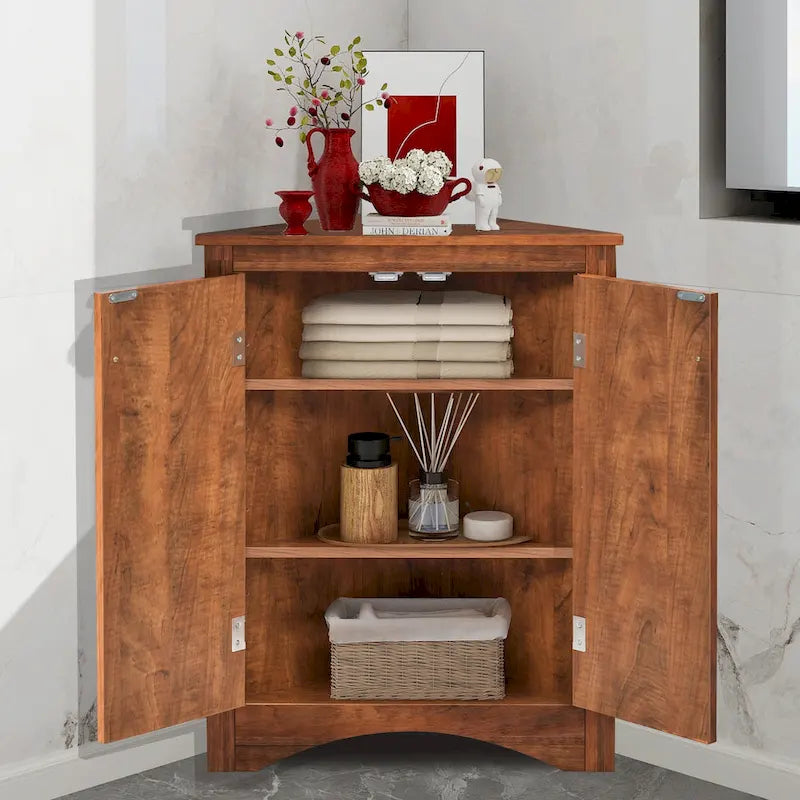 Meuble d'angle de rangement avec étagères réglables – Chêne / Blanc / Marron / Noir / Gris, Autonome, Simple