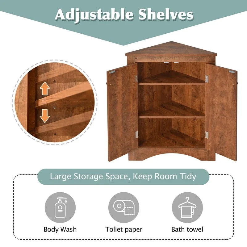 Meuble d'angle de rangement avec étagères réglables – Chêne / Blanc / Marron / Noir / Gris, Autonome, Simple