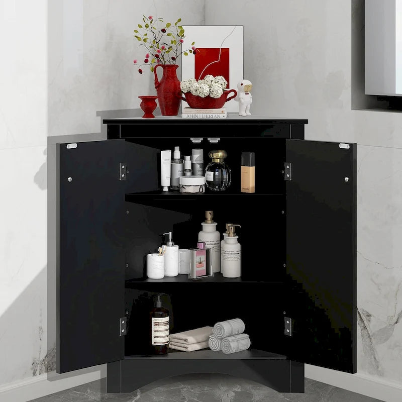 Meuble d'angle de rangement avec étagères réglables – Chêne / Blanc / Marron / Noir / Gris, Autonome, Simple