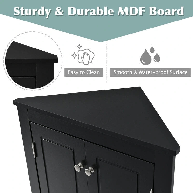 Meuble d'angle de rangement avec étagères réglables – Chêne / Blanc / Marron / Noir / Gris, Autonome, Simple
