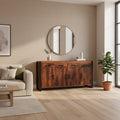 Enfilade 4 portes 4 tiroirs en bois et fer naturel
