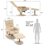 Fauteuil inclinable blanc avec ottoman, 1 place
