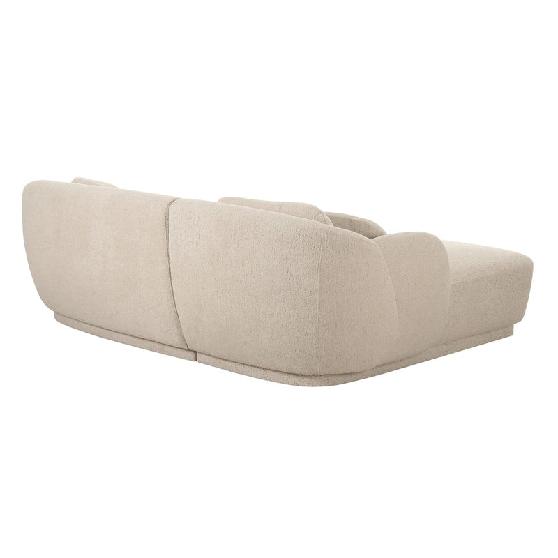 Canapé d'angle en bouclette crème de style Mid-Century — Angle à gauche/droite, 3+ places
