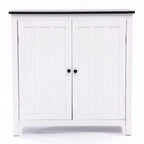 Meuble de salle de bain autoportant blanc et noir à double porte, Pour 1 personne — 82 cm H x 80 cm L x 37 cm P