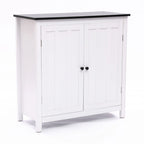 Meuble de salle de bain autoportant blanc et noir à double porte, Pour 1 personne — 82 cm H x 80 cm L x 37 cm P