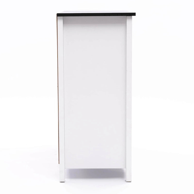 Meuble de salle de bain autoportant blanc et noir à double porte, Pour 1 personne — 82 cm H x 80 cm L x 37 cm P