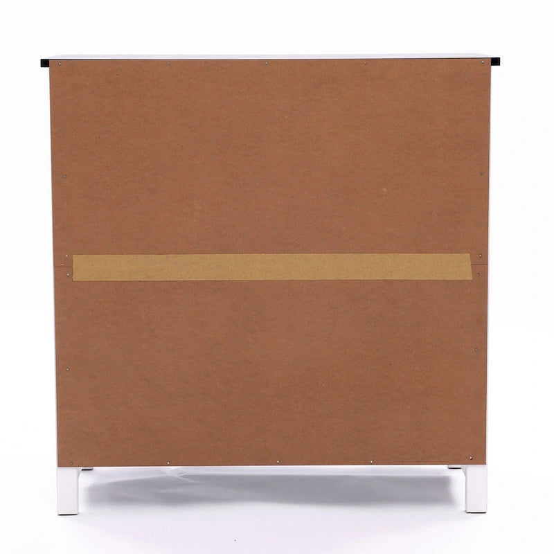 Meuble de salle de bain autoportant blanc et noir à double porte, Pour 1 personne — 82 cm H x 80 cm L x 37 cm P