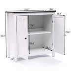 Meuble de salle de bain autoportant blanc et noir à double porte, Pour 1 personne — 82 cm H x 80 cm L x 37 cm P