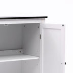 Meuble de salle de bain autoportant blanc et noir à double porte, Pour 1 personne — 82 cm H x 80 cm L x 37 cm P
