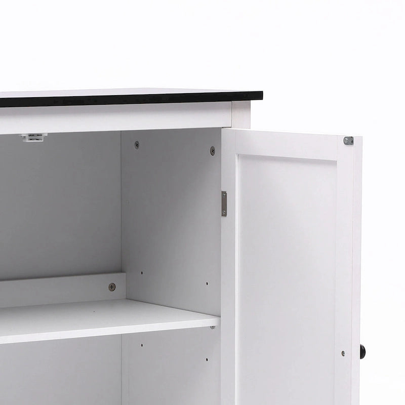 Meuble de salle de bain autoportant blanc et noir à double porte, Pour 1 personne — 82 cm H x 80 cm L x 37 cm P