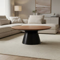 Mitchell Solid Wood Top with Black Cast Iron Base Round Coffee Table