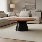 Mitchell Solid Wood Top with Black Cast Iron Base Round Coffee Table