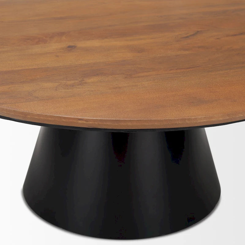 Table basse ronde marron foncé et noire pour 1 ou 2 personnes
