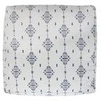 Pouf ottoman carré ornemental bleu marine et blanc — 1 place