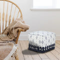 Pouf ottoman carré ornemental bleu marine et blanc — 1 place