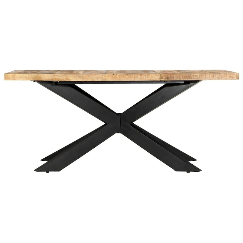 Table à manger en bois massif, finition naturelle/bois recyclé, style industriel, 6 places