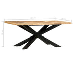 Table à manger en bois massif, finition naturelle/bois recyclé, style industriel, 6 places