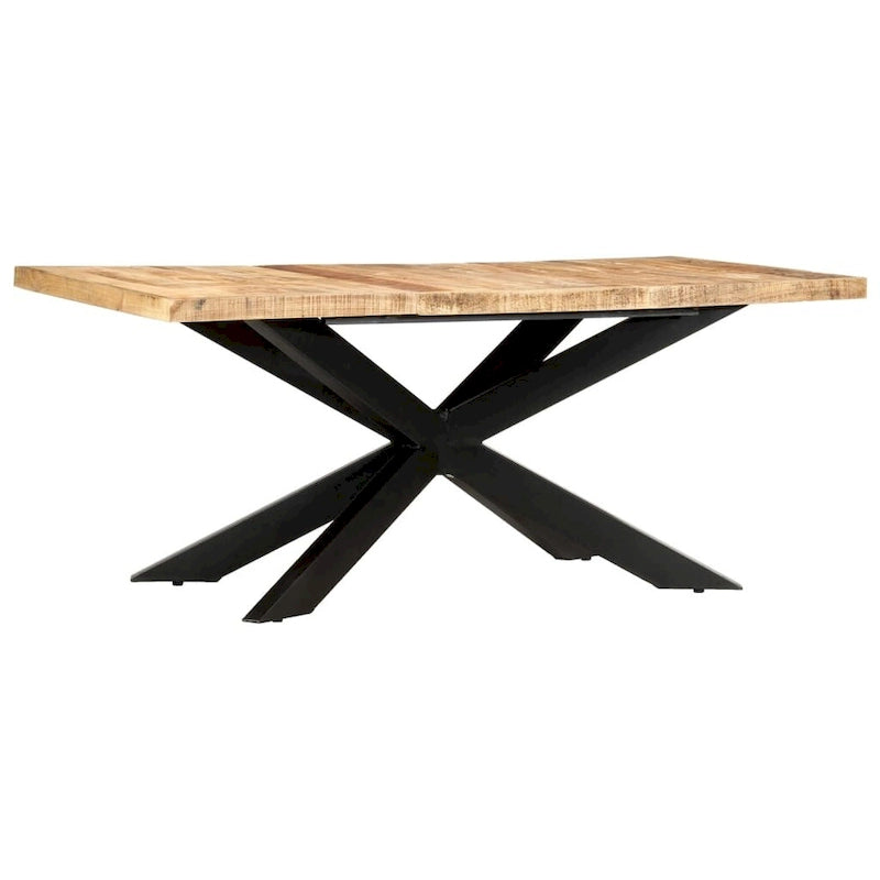 Table à manger en bois massif, finition naturelle/bois recyclé, style industriel, 6 places