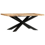 Table à manger en bois massif, finition naturelle/bois recyclé, style industriel, 6 places