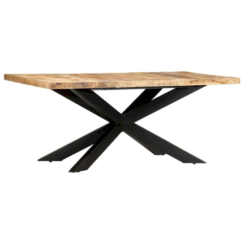 Table à manger en bois massif, finition naturelle/bois recyclé, style industriel, 6 places