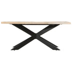 Table à manger en bois massif, finition naturelle/bois recyclé, style industriel, 6 places