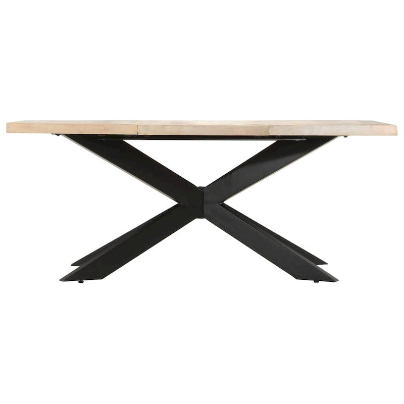Table à manger en bois massif, finition naturelle/bois recyclé, style industriel, 6 places