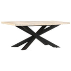 Table à manger en bois massif, finition naturelle/bois recyclé, style industriel, 6 places