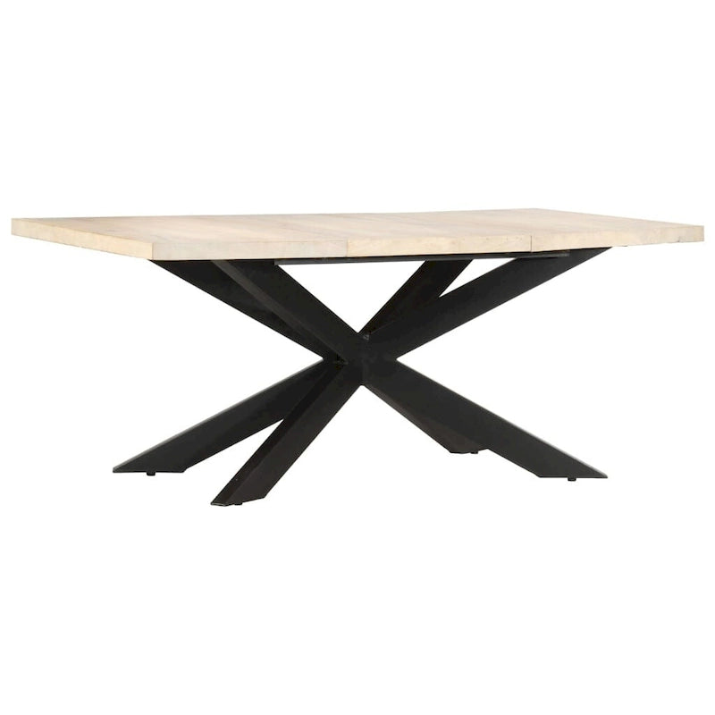 Table à manger en bois massif, finition naturelle/bois recyclé, style industriel, 6 places