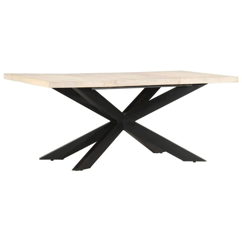 Table à manger en bois massif, finition naturelle/bois recyclé, style industriel, 6 places