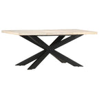 Table à manger en bois massif, finition naturelle/bois recyclé, style industriel, 6 places