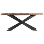 Table à manger en bois massif, finition naturelle/bois recyclé, style industriel, 6 places