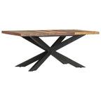 Table à manger en bois massif, finition naturelle/bois recyclé, style industriel, 6 places