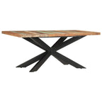 Table à manger en bois massif, finition naturelle/bois recyclé, style industriel, 6 places