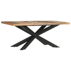 Table à manger en bois massif, finition naturelle/bois recyclé, style industriel, 6 places