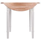 Table de salle à manger ronde à rabats, beige et blanche, style champêtre, 4 places