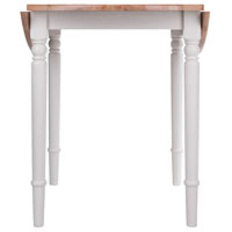 Table de salle à manger ronde à rabats, beige et blanche, style champêtre, 4 places