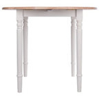 Table de salle à manger ronde à rabats, beige et blanche, style champêtre, 4 places