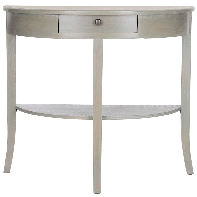 Gris cendré / Table console demi-lune miel naturel — 1 personne