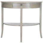 Gris cendré / Table console demi-lune miel naturel — 1 personne