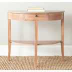 Gris cendré / Table console demi-lune miel naturel — 1 personne