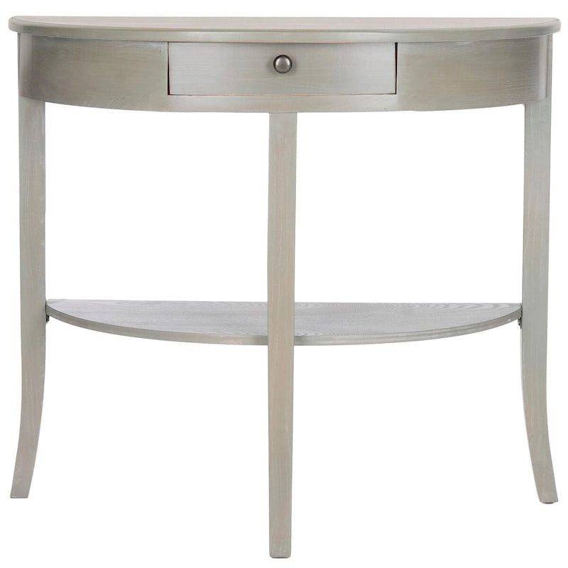 Gris cendré / Table console demi-lune miel naturel — 1 personne