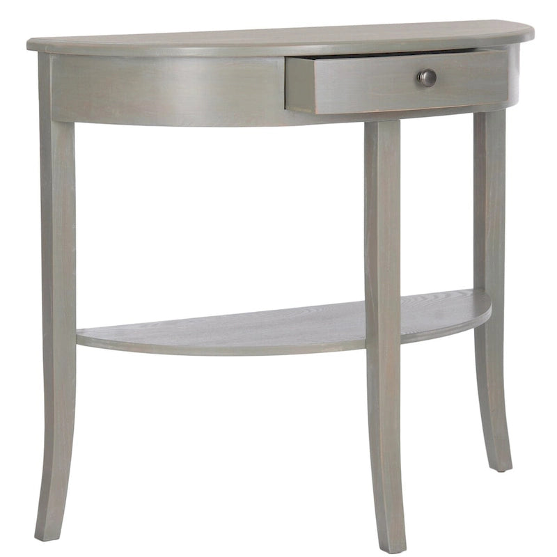 Gris cendré / Table console demi-lune miel naturel — 1 personne
