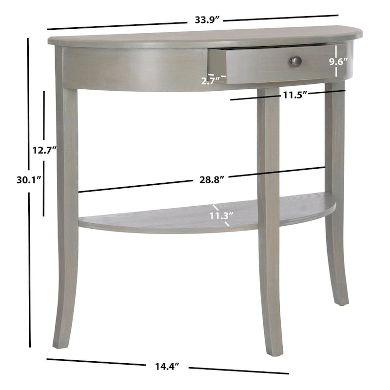 Gris cendré / Table console demi-lune miel naturel — 1 personne