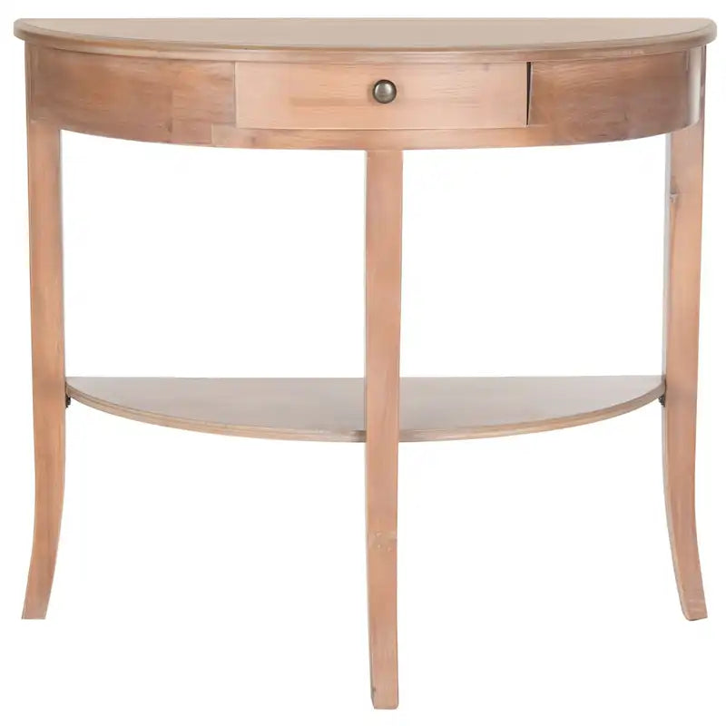 Gris cendré / Table console demi-lune miel naturel — 1 personne
