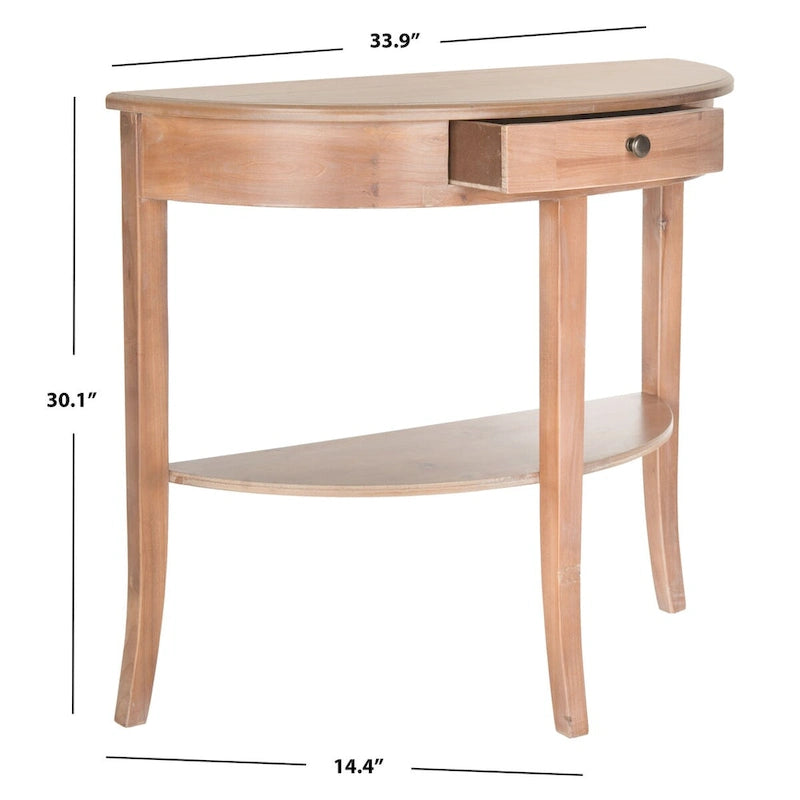 Gris cendré / Table console demi-lune miel naturel — 1 personne