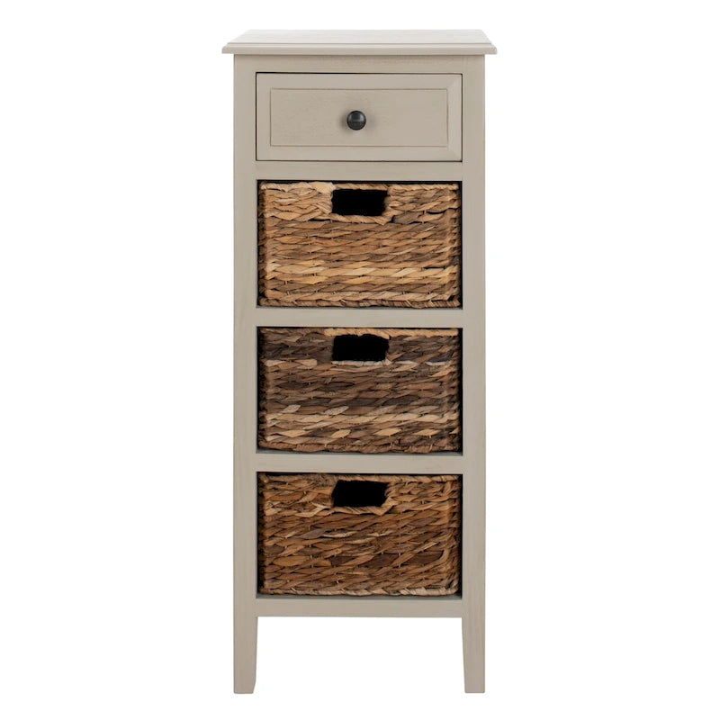 Table d'appoint vieillie avec 3 tiroirs en osier – 5 coloris – 1 personne