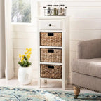 Table d'appoint vieillie avec 3 tiroirs en osier – 5 coloris – 1 personne