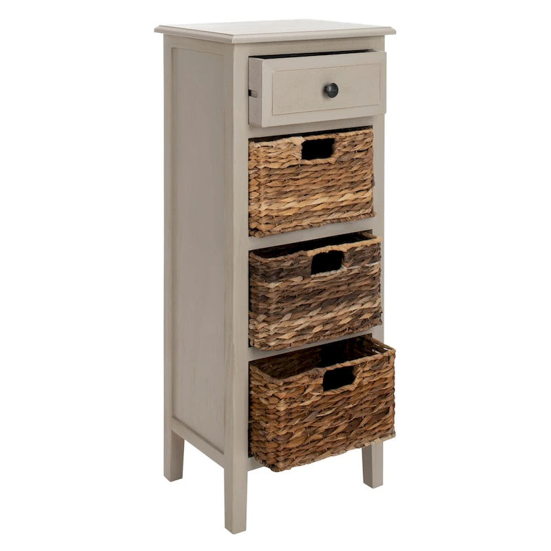 Table d'appoint vieillie avec 3 tiroirs en osier – 5 coloris – 1 personne