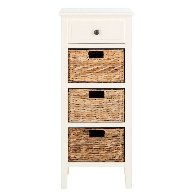 Table d'appoint vieillie avec 3 tiroirs en osier – 5 coloris – 1 personne