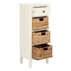 Table d'appoint vieillie avec 3 tiroirs en osier – 5 coloris – 1 personne